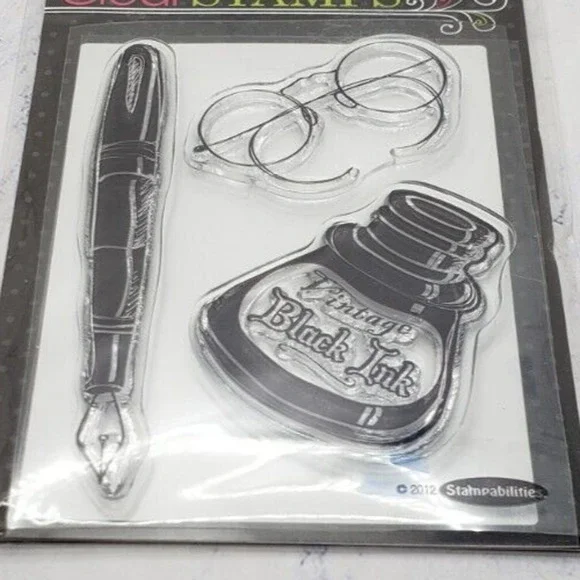 Stampabilities Fountain Pen Writing Clear Stamp Set of 3 Stamps CS122 - Picture 2 of 3